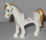 Horse, Mini Doll Style with 2 x 2 Cutout with Medium Blue Eyes and Face Decoration, Gold Mane and Tail Pattern
