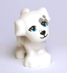 Dog, Friends Style, Puppy, Standing with Dark Turquoise Eyes, Black Nose and Mouth, Dark Bluish Gray Patch Pattern (Cookie)