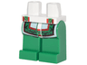 Hips and Green Legs with White Robe Tails with Ornate Red and Green Trim Pattern