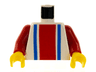 Torso with Vertical Thick Red Stripe and Thin Blue Stripes Pattern / Red Arms / Yellow Hands