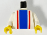 Torso with Vertical Thick Blue Stripe and Thin Red Stripes Pattern / White Arms / Yellow Hands