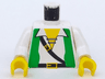 Torso Pirate Green Vest Open over Shirt with Laces, Black Belts with Buckles, Yellow Neck Pattern / White Arms / Yellow Hands
