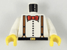 Torso Shirt with Buttons, Black Belt with Yellow Buckle, Brown Suspenders, Red Bow Tie Pattern / White Arms / Yellow Hands