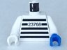 Torso Jail Stripes with Number 23768 Pattern / White Arms / White Hand Right / Blue Hand Left