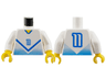 Torso Soccer Jersey Shirt with Blue Chevron and Number 11, Yellow Neck Pattern / White Arms / Yellow Hands