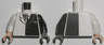 Torso Batman Suit with Black Half Panel, Tie Pattern / Black Arm Left / White Arm Right / Dark Bluish Gray Hand Left / Light Nougat Hand Right