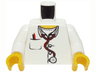 Torso Hospital Lab Coat, Open Collar, Stethoscope, Pocket Pen, and Thermometer Pattern / White Arms / Yellow Hands