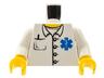 Torso Hospital EMT Star of Life, Open Collar, Buttons, Pocket Pen Pattern / White Arms / Yellow Hands