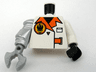 Torso Agents Villain Jacket with Orange Lapels and Buckle Pattern / White Arm and Black Hand Left / Metallic Silver Mech Arm and Pearl Light Gray Claw Right
