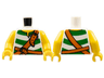 Torso Pirate Shirt with Green Stripes, Dark Orange Belts with Silver Buckles, Yellow Neck Pattern / Yellow Arms / Yellow Hands