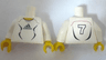 Torso Soccer Uniform White Shirt with Black Adidas Logo, Curved Lines and Number 7 on Back, Yellow Neck Pattern (Stickers) / White Arms / Yellow Hands