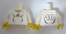 Torso Soccer Uniform White Shirt with Black Adidas Logo, Curved Lines and Number 10 on Back, Yellow Neck Pattern (Stickers) / White Arms / Yellow Hands