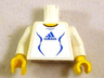 Torso Soccer Adidas Logo, White and Blue No. 4 Pattern (Stickers) / White Arms / Yellow Hands