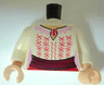 Torso Indiana Jones Female Blouse with Red and Bright Pink Embroidery Pattern / White Arms / Light Nougat Hands