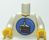Torso V-Neck with Birthday Cake Slice in Blue Circle Pattern / White Arms / Yellow Hands