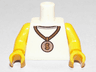 Torso Gold Necklace with Dollar Sign Medallion Pattern / Yellow Arms / Yellow Hands