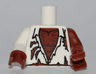 Torso Shirt Tattered with Werewolf Hairy Chest Pattern / Reddish Brown Arm Left / White Arm Right / Reddish Brown Hands