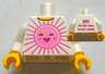 Torso Shirt with Bright Pink and Dark Pink Sun with Face with Red Open Mouth Smile, Yellow Neck, '2011 The LEGO Store Toronto, Canada' on Back Pattern / White Arms / Yellow Hands