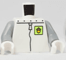 Torso Spacesuit with Riveted Collar, Zipper and Neon Green Acorn Badge Pattern / Light Bluish Gray Arms / White Hands
