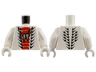 Torso Ninjago Snake with Red and Black Scales Thin, Light Bluish Gray Animal Tooth / Claw Necklace Pattern / White Arms / White Hands