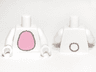Torso Bunny Suit with Bright Pink Tummy and Tail on Reverse Pattern / White Arms / White Hands