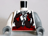Torso Torn Shirt and Vest with Red Waistband Pattern (Zombie Groom) / Light Bluish Gray Arm Left / White Arm Right / Light Bluish Gray Hands