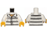 Torso Town Prisoner Number 86753, Dark Bluish Gray Stripes, Buttons, Dark Tan Undershirt Pattern / White Arms / Yellow Hands