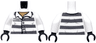 Torso Town Prisoner Number 86753, Dark Bluish Gray Stripes, Buttons, Dark Tan Undershirt Pattern / White Arms / Black Hands