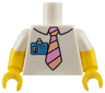Torso Simpsons Shirt with Collar, Bright Pink and Light Nougat Striped Tie, Medium Blue ID Badge Pattern / Yellow Arms with Molded White Short Sleeves Pattern / Yellow Hands