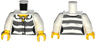 Torso Town Prisoner Female, Dark Bluish Gray Stripes, Buttons and ID Tag Pattern / White Arms / Yellow Hands