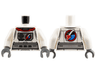 Torso Spacesuit Silver Belt and Chest Piece with Space Shuttle Logo, Front and Back Pattern / White Arms / Dark Bluish Gray Hands