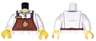 Torso Reddish Brown Apron Female Outline with Cup and Name Tag Pattern / White Arms / Yellow Hands