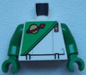 Torso Futuron Uniform with Green Panel, Gold Zipper, Classic Space Logo, Belt and Light Bluish Gray Lines Pattern / Green Arms / Green Hands