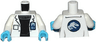 Torso Lab Coat with Pocket and ID Badge over Black Sweater, Jurassic World Logo on Reverse Pattern / White Arms / Medium Azure Hands