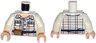 Torso Red and Blue Box Striped Shirt, Open Collar, Dark Blue Belt with Pouch Pattern / White Arms / Light Nougat Hands