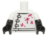 Torso Lab Coat with 3 Black and Gray Clasps, Belt and Magenta Stains Pattern / Black Arms with Molded White Short Sleeves Pattern / Black Hands