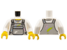 Torso Crew Neck Shirt with Light Bluish Gray Overalls with Breast Pocket and Paint Stains Pattern / White Arms / Yellow Hands