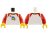 Torso Shirt with Red Collar and Shoulders, Spaceship Orbiting Classic Space Helmet Pattern / Red Arms / Yellow Hands