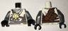 Torso Ninjago Brown Rope, Gold Medallion and Silver Undershirt Front, Scabbards on Back Pattern / Flat Silver Arms / Black Hands