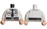 Torso Police Shirt with Black Tie, Silver Badge, Black Belt with Pouch and Buckle on Front, Line on Back Pattern / White Arms / Light Nougat Hands