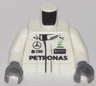 Torso Racing Suit with Boss, Mercedes-Benz, Petronas, Puma and UBS Logos, Front and Back Pattern / White Arms / Dark Bluish Gray Hands