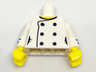 Torso Female Chef with 6 Black Buttons and Yellow Neck Pattern / White Arms with Black Cuffs and Buttons Pattern / Yellow Hands