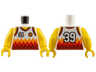 Torso Basketball Jersey Tank Top with '39' and Orange and Red Diamonds, Yellow Neck and Shoulders, Back Print Pattern / Yellow Arms / Yellow Hands