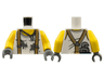 Torso Shirt with Dark Bluish Gray Splotches, Dark Tan Suspenders, Dog Tag Necklace, and Wrench on Back Pattern / Yellow Arms / Dark Bluish Gray Hands