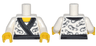 Torso Kimono with Dark Bluish Gray Shrimp and Black Sash Pattern / White Arms / Yellow Hands