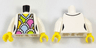 Torso Female Jacket over V-Neck Shirt with Light Blue Trim and Pastel Ovals (Japanese Fans) Pattern / White Arms / Yellow Hands