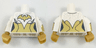 Torso Batman Female Logo with Silver Dots and Gold Corset Pattern / White Arms with Silver Dots and Gold Cuffs Pattern / Pearl Gold Hands