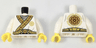 Torso Ninjago Tunic with Gold Trim Over Light Gray Shirt and Gold Flower Symbol on Back Pattern / White Arms / Yellow Hands