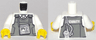 Torso Dark Bluish Gray Body Armor Vest over Shirt, Light Bluish Gray Tie, ID Badge, 'SECURITY' and Silver Radio on Back Pattern / White Arms / Yellow Hands