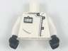 Torso Lab Coat with Black and Silver Clasps, ID Badge Pattern / White Arms / Black Hands